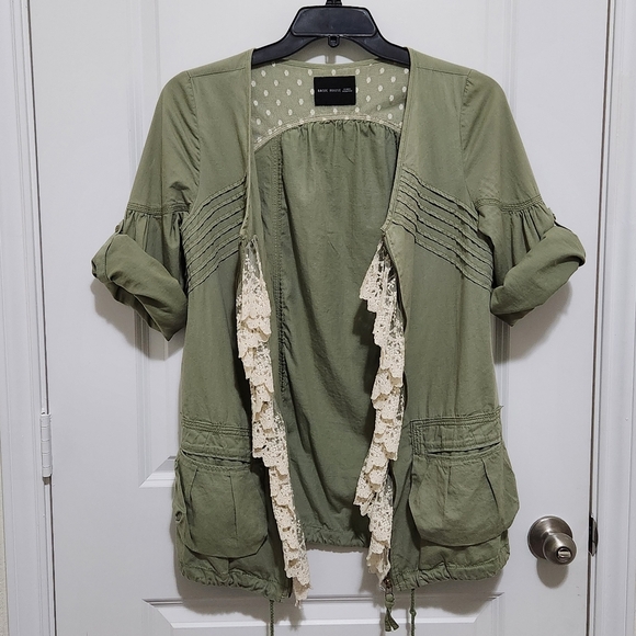 Basic House Women's S (160/84A) Green Roll Tab Sleeve Shacket Full Zip (Flaw) - Picture 1 of 12